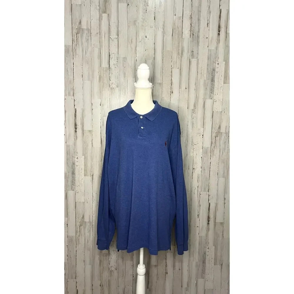 Polo Ralph Lauren Men's‎ XXL Blue Long Sleeve Collared Polo Shirt